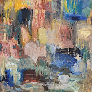 ABSTRACT 80 x 90 cm,  32&quot;x 36&quot;, OIL Painting  Stretched  on Canvas.