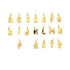 18K Gold Filled Mini Bubble Charm, Small Letter Charm, Small Initial Pendant,DIY Personalized Hanging Initial, Alphabet Charm, Initials