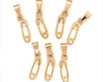 Gold Filled Paperclip Charm, Seamstress Charms, Gold Pin Pendant, Gold Filled Safety Pin Charm, Gold Filled Charms, Mini Pendant, Wholesale