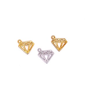 Diamond Dainty Gold Charm,Silver Diamond Pendant,Diamond Outline Charm Bulk Charms for Jewelry Making,Bling Bling Diamond Charm,Wholesale