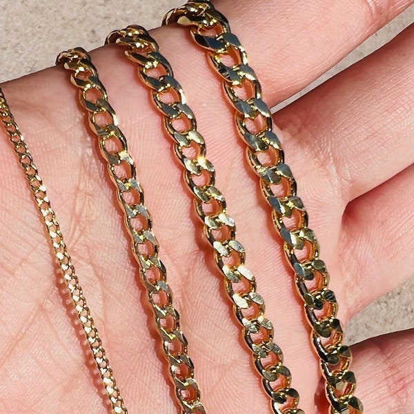 Wholesale Gold Filled 6mm Curb Chains,18KT Gold Filled Thick Cuban Link Chain,Curb Chain,Bulk Wholesale Curb Chain,Mens Gold Chain Wholesale