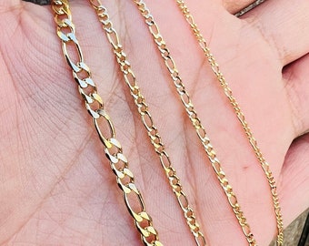 PORI JEWELERS 18 Karat Solid Yellow Gold Figaro Link Chain Necklace - 3 1 Link - Made In Italy- 30 - Foto 11