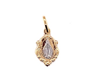 Medalla Milagrosa de Dos Tonos Llena de Oro, Virgen Milagrosa, Encanto de la Madre María, Colgante de la Virgen María, Medallas Religiosas, Joyería Espiritual
