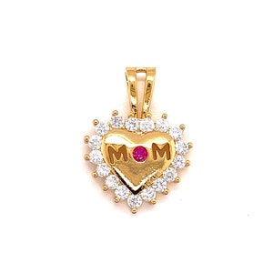 18K Gold Filled CZ Mom Heart Charm,Gold Hanging MOM Heart Pendant,Heart Jewelry,Bulk Mom Charms for Jewelry Making,Simple Heart for Necklace