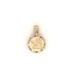 14K Solid Gold Guardian Angel Pendant, Real Gold Angel Jewelry, Dainty Angel Charm, Religious Gift ,Christian Jewelry, Baptism Gift