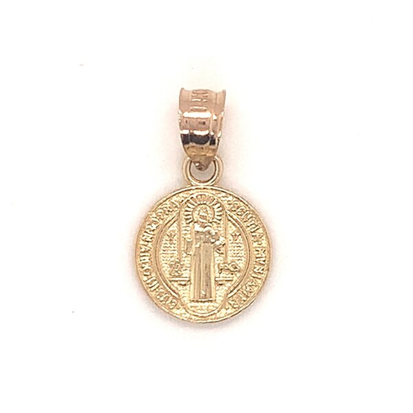 14K Solid Gold Saint Benedict Medal, San Benito Medalla, Real Gold Saint Charms, Catholic Gift, Small St. Benedict, Religious Gift,Christian