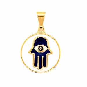 Gold Filled Enamel Hamsa Charm, Hamsa Pendant, Hamsa Jewelry, Hamsa Hand, Hamsa Jewelry,Hand of Fatima, Hand of Fatima Pendant, Enamel Charm