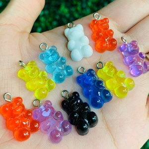 10 Pack of Gummy Bear Charms, Candy Charm, Rainbow Charm, Kawaii Charm, Harajuku Charm, Fairy Kei Charm, Food Charm, Candy Charm Necklace