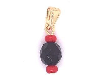 Gold Filled Azabache Pendant, Hanging Azabache Pendant,Hanging Black Bead Charm,Gold Filled Protection Charm,Pendant Necklace,Tiny Azabache