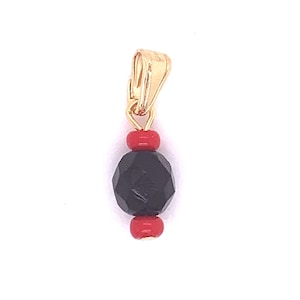 Azabache Pendant 18mm, Gold Filled Azabache Charm, Protection Against the Evil Eye Charm, Cube Diamond Cut Pendant, Tiny Azabache