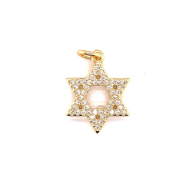 Étoile d’or délicate de David Pendentif, pendentif juif pour collier, simple petite étoile de David Charm, breloques en or pour la fabrication de bijoux, breloques en vrac