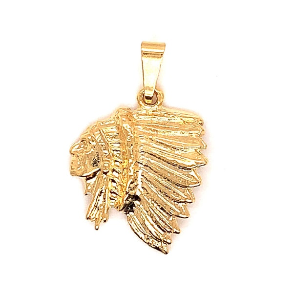 18KT Gold Filled Indian Pendant, Indian Charm, Gold Filled Jewelry, Gold Filled Pendants, Gold Filled Indian Charm, Native American Pendant
