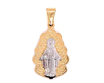 18K Gold Filled Virgin Mary Pendant,Miraculous Medal Charm for Necklace,Gold Virgin Mary Pendant,Religious Charms,Mother Mary charm