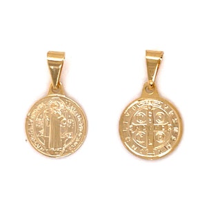 Small Gold Filled Saint Benedict Medallion Charm, St. Benedict Pendant, Religious Charms, Catholic Jewelry, Medalla San Benito, Christian