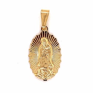 Gold Filled Our Lady of Guadalupe Pendant, Mexican Saint Charm, Religious Medals, Prayer Pendants, Protection Charms, Virgen de Guadalupe