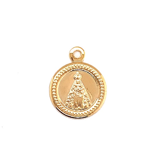 18K Gold Filled Our Lady of Charity Coin Charm,Caridad Del Cobre Pendant,Religious Pendant,Religious Jewelry,Religious Medal,Bulk Charms