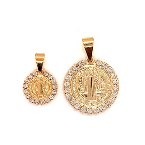Gold Filled Saint Benedict Medallion Charm, St. Benedict Pendant, Religious Charms, Catholic Jewelry Medalla San Benito, Christian Jewelry