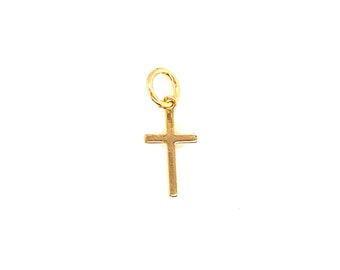 Cruz colgante llena de oro, colgante de cruz delicada, encanto de cruz simple, mini cruz, amuletos religiosos, encanto cristiano, amuletos a granel para hacer joyas