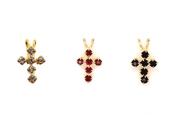 18k Gold Tiny CZ Cross Charm per bracciale, piccolo elegante ciondolo a croce d'oro per collana, croce semplice per la creazione di gioielli, ciondoli religiosi