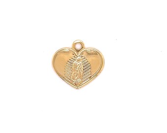 Guldfylld Vår Fru av Guadalupe hjärtberlock, mexikansk helgonberlock, religiös medalj, bönehängen, skyddsberlocker, Virgen de Guadalupe