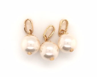 Gold Filled Pearl Pendant Minimalist 10mm Pearl Charm DIY Jewelry Making Supply Elegant Pearl Necklace Charm