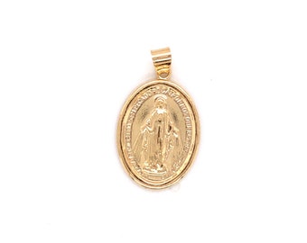 Gold Filled Miraculous Medal, Virgen Milagrosa, Mother Mary Charm, Virgin Mary Pendant, Religious Medals, Christian Gift, Spiritual Jewelry
