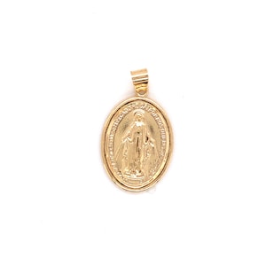 Gold Filled Miraculous Medal, Virgen Milagrosa, Mother Mary Charm, Virgin Mary Pendant, Religious Medals, Christian Gift, Spiritual Jewelry