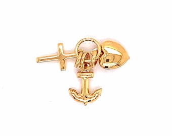 Gold Filled Anchor, Cross & Heart Charm, Dainty Pendant for Necklaces or Bracelets, Anchor Cross Jewelry, Faith Charm, Jewelry Findings