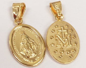 Gold Filled Miraculous Medal, Virgen Milagrosa, Mother Mary Charm, Virgin Mary Pendant, Religious Medals, Christian Gift, Spiritual Jewelry