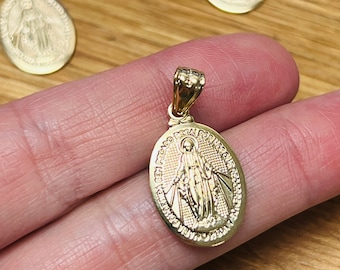 Gold Filled Miraculous Medal, Virgen Milagrosa, Mother Mary Charm, Virgin Mary Pendant, Religious Medals, Christian Gift, Spiritual Jewelry