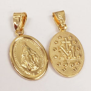 Gold Filled Miraculous Medal,Virgin Mary Pendant,Saint Pendants,Religious Charms,Blessed Mother,Religious Medals,Spiritual Jewelry,Christian