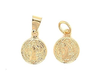 Kleine Gold St. Benedikt Religiöse Medaille, Gold Füllte San Benito Charms, katholische Gebetsmedaille Charms, Gold Religiöse Medaillen für die Schmuckherstellung