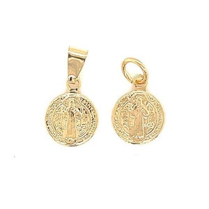 Small Gold Filled Saint Benedict Medallion Charm, St. Benedict Pendant, Religious Charms, Catholic Jewelry, Medalla San Benito, Christian