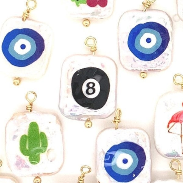 Eight Ball Charm,8 Ball Charm,Boho Charms,Bulk charms,wholesale charms,magic 8 ball Jewelry,Pearl Charms,DIY Charms,necklace charms