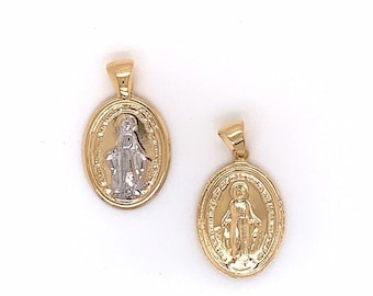 Gold Filled Miraculous Two Tone Medal, Virgen Milagrosa, Mother Mary Charm, Virgin Mary Pendant, Religious Medals, Christian Gift, Spiritual