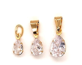 Gold Filled CZ Teardrop Pendant, CZ Pendant, CZ Charm for Necklace, Dangling Diamond for Necklace, Charms for Necklace, Gold Filled Pendant