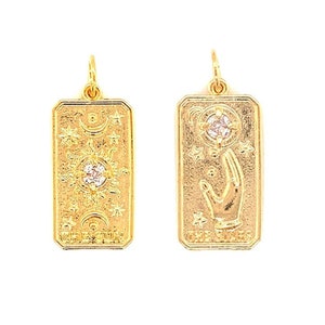 Gold gefüllte Tarot-Karte Charme, Sonnencharme, Horoskop Charme, Stern Anhänger, Gold gefüllt, Zigeuner Charms, Hippie Anhänger, DIY Schmuck machen