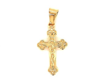 18K Gold Filled Jesus on Cross Pendant,Simple Gold Cross for Men,Cross Jewelry for Women,Wholesale Cross Charms,Christian Jewelry Cross