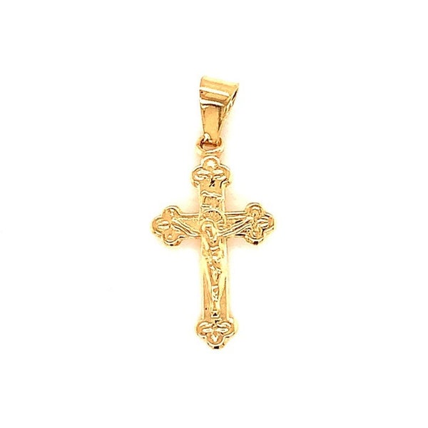 Pendentif Jésus sur croix en or 18 carats, croix en or simple pour homme, bijoux croix pour femme, vente en gros breloques croix, bijoux chrétiens croix