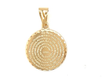 18K GF Amuleto de Oración Nuestro Padre, Oración del Señor, Medallas Religiosas, Colgante Nuestro Padre, Colgante Católico, Padre Nuestro Charm