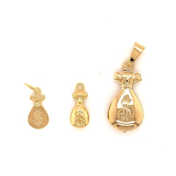 18K GF Geldbeutel Anhänger,Kleiner Echt Gold gefüllt Geldbeutel Anhänger,Dollar Zeichen Anhänger,Bulk DIY Charms,Geldbeutel Medaille,Charms für Armband,DIY