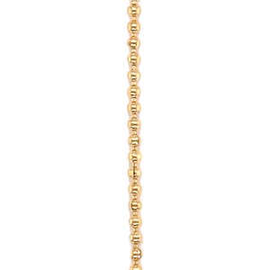May include: A gold chain necklace with a delicate ball chain design.