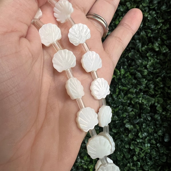 White Pearl Shell Shaped Beads,Tiny Shell Shaped Accent Spacer Beads,Seashell beads,NauticalBeads,Sea shell Beads,White Shell Pearl, Shell