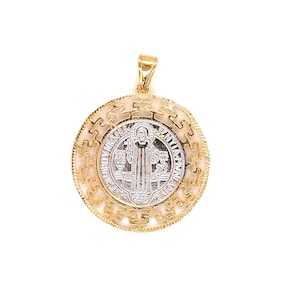 18K Gold Filled Saint Benedict Religious Medal, San Benito Pendant, Catholic Charms, Religious Charms, Saint Medallion, St. Benedict