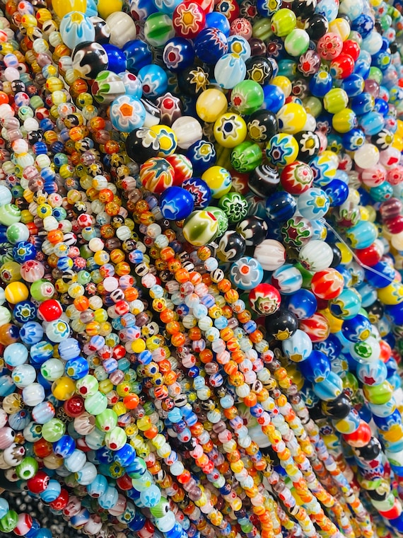 Millefiori Large Hole Beads, Big Hole Stone Beads - Dearbeads