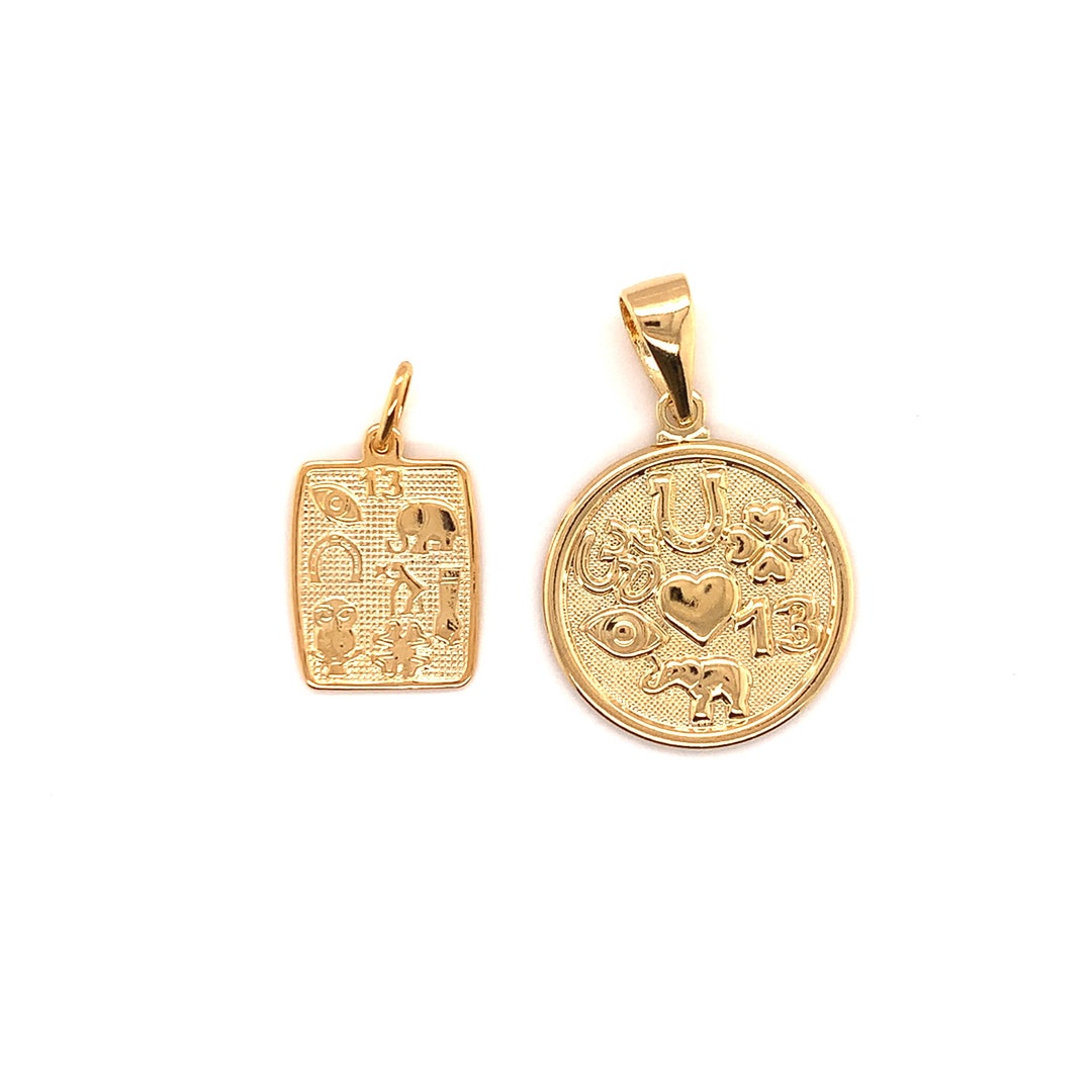 18K Gold Filled Good Luck Pendant, Lucky Medallion for Necklace ...