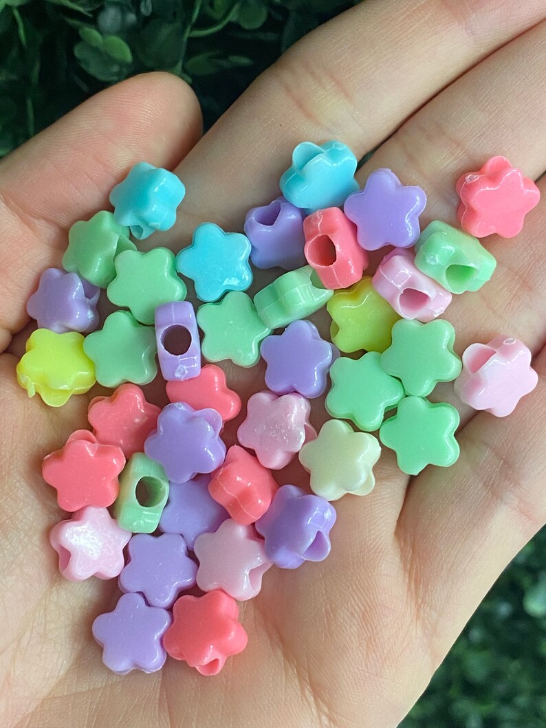 50 Bright Star Beads,90's Boho AccentStar Beads,Colorful Pack of Starr Beads,KIDS DIY Jewelry for bracelets,Pink Star Accent Beads,Bracelet