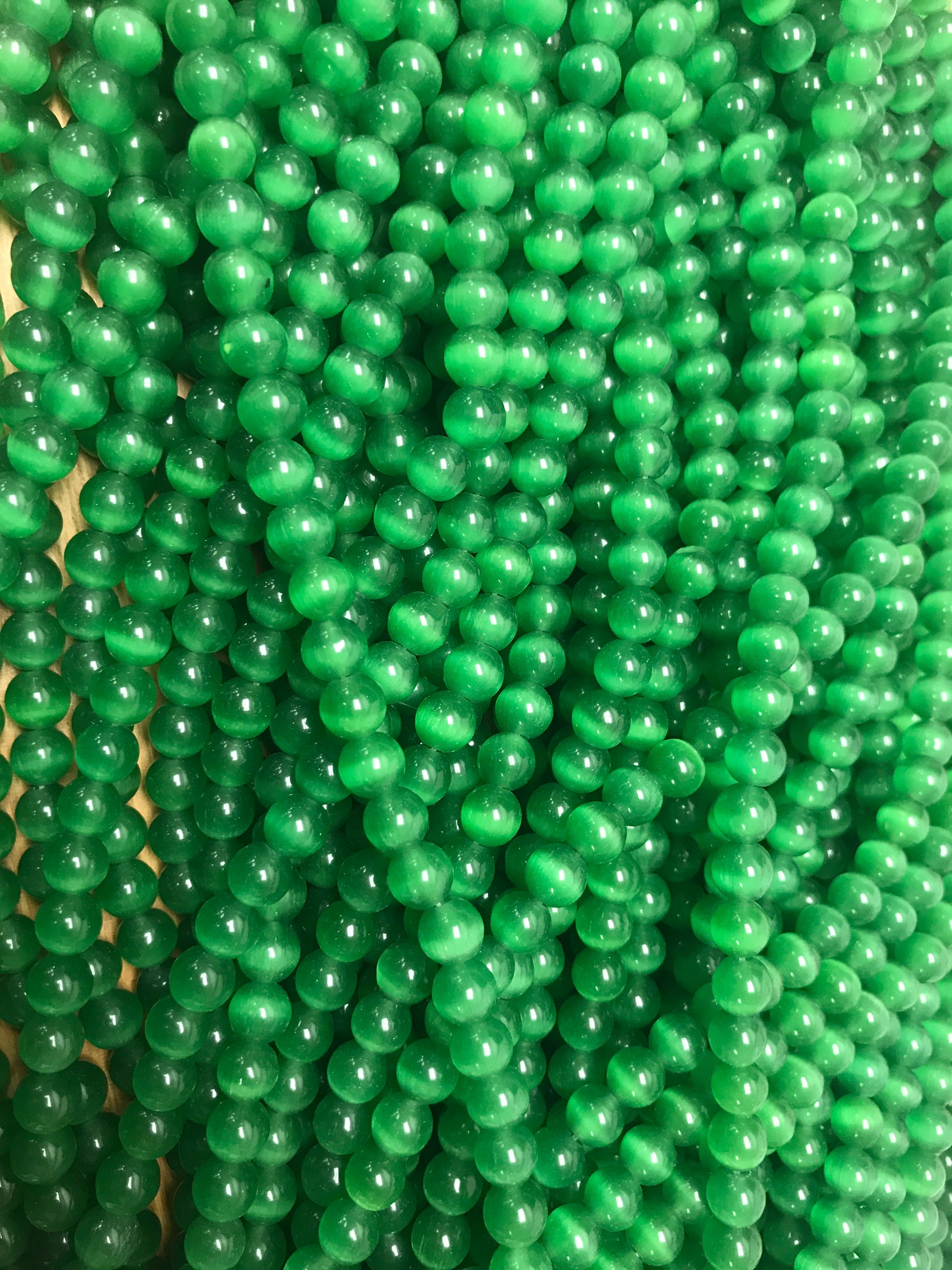 Green Round Wholesale Beads,Round Green Beads,Cats Eye Clear Beads,8mm Green Cat eye Round Beads,Bulk Beads for Jewelry Making,Round Beads