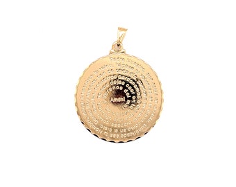 Gran Oro Lleno Nuestro Padre Encanto de Oración, Colgante de la Medalla del Señor Nuestro, Colgante Padre Nuestro, Medallas Religiosas, Encanto de Oración, Encanto Religioso