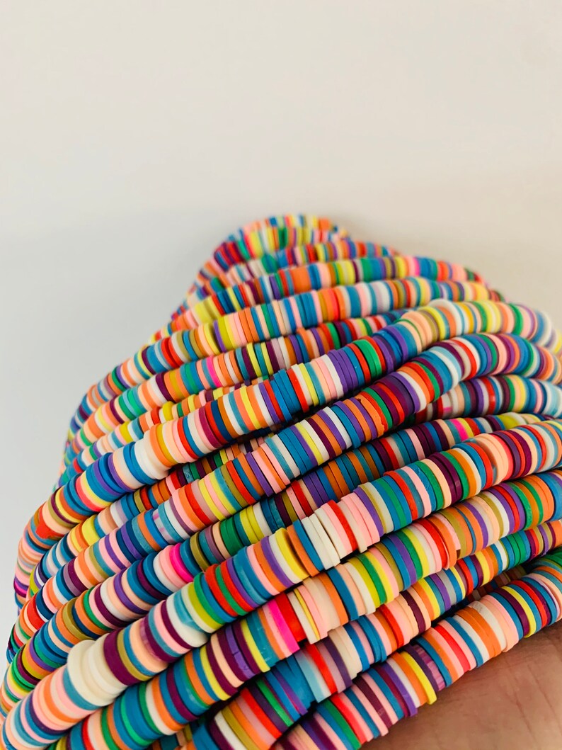 Disc Beads Multicolored Beadsspacer Beads Polymer Clay Etsy